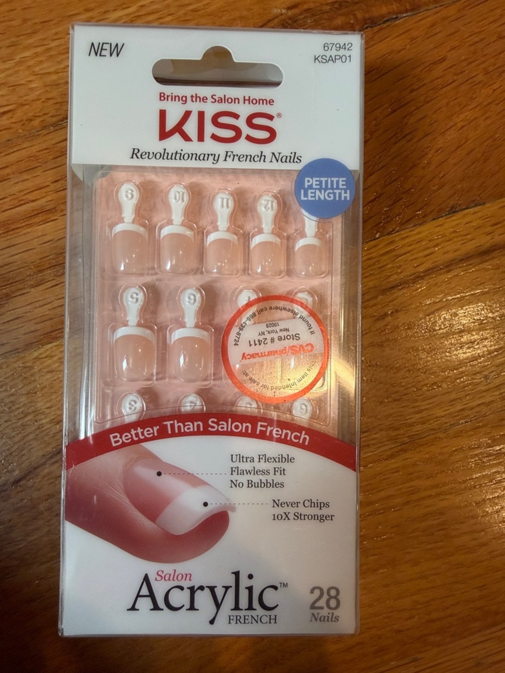 Kiss Petite French Acrylic Press-On Nails — Pink & White